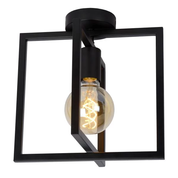 Lucide LUUK - Flush ceiling light - 1xE27 - Black - detail 3